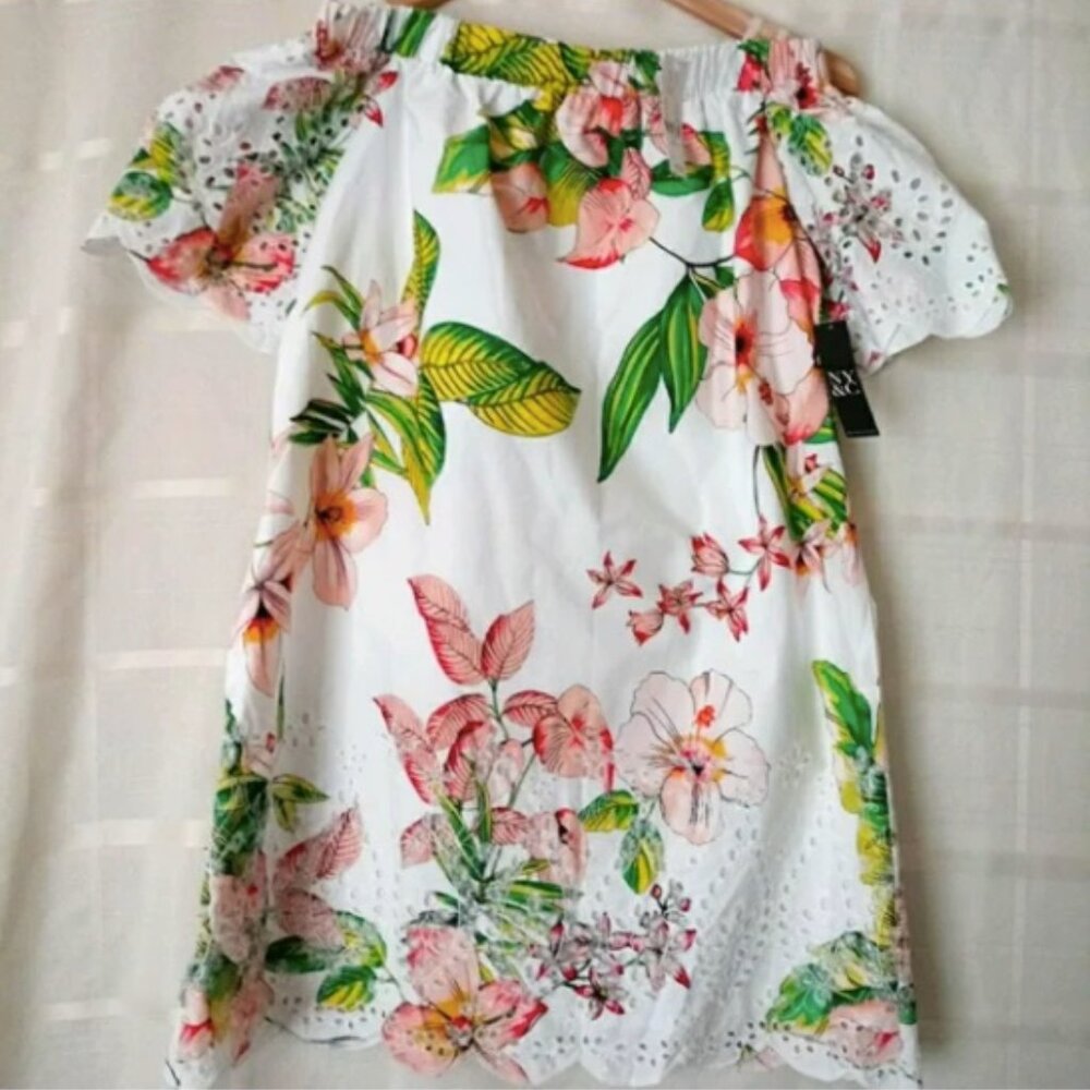 NY & CO  OFF SHOULDER  FLOWERED DRESS SIZE  SMALL